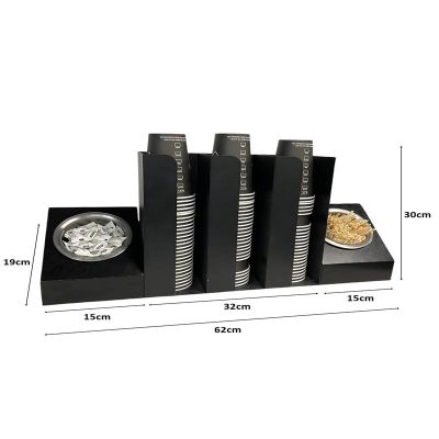 Cafemarkt 3 Compartment Cardboard Cup 2 Compartment Stirrer and Candy Stand, Black - Cafemarkt