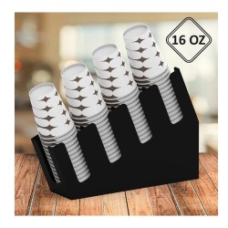 Cafemarkt 4 Bölmeli 16 Oz Bardak Uyumlu Karton Bardak Standı, 11x45x28 cm, Siyah - Cafemarkt (1)