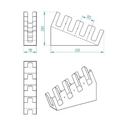 Cafemarkt 4 Bölmeli 16 Oz Bardak Uyumlu Karton Bardak Standı, 11x45x28 cm, Siyah - 4