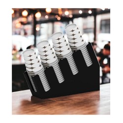 Cafemarkt 4 Bölmeli 16 Oz Bardak Uyumlu Karton Bardak Standı, 11x45x28 cm, Siyah - 5
