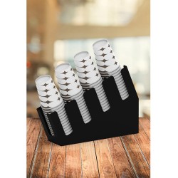 Cafemarkt 4 Bölmeli Kademeli 8 Oz Bardak Uyumlu Karton Bardak Standı, 9x37x25 cm, Siyah - Cafemarkt (1)