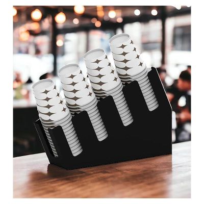 Cafemarkt 4 Bölmeli Kademeli 8 Oz Bardak Uyumlu Karton Bardak Standı, Siyah - 4