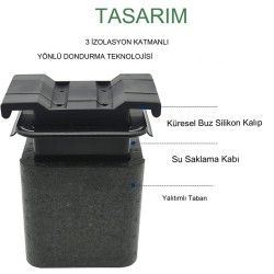 Cafemarkt قالب صنع الثلج الكروي المكون من 4 غرف، أسود - 8