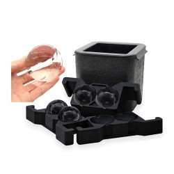 Cafemarkt 4 Chamber Sphere Ice Making Mould, Black - Cafemarkt