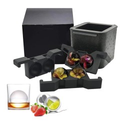 Cafemarkt 4 Chamber Sphere Ice Making Mould, Black - 4