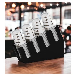 Cafemarkt Подставка для стаканов из картона с 4 отделениями в шахматном порядке на 8 унций, черная - 4