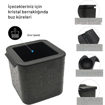 Cafemarkt 4 Hazneli Küre Buz Yapma Kalıbı, Siyah - 9
