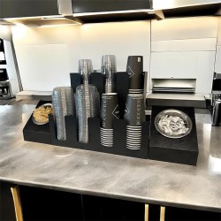 Cafemarkt Картонный стакан с 7 отделениями, 2 отделениями для размешивания и подставкой для конфет, черный - 2