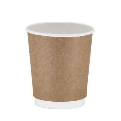 Cafemarkt Double Layer Hot Beverage Cardboard Cup, 8 oz, Kraft - Cafemarkt