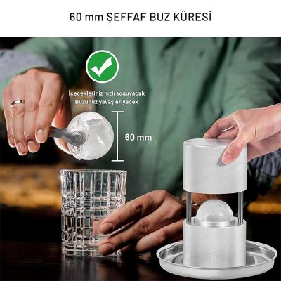 Cafemarkt Küre Buz Yapıcı Set, Gümüş - 3