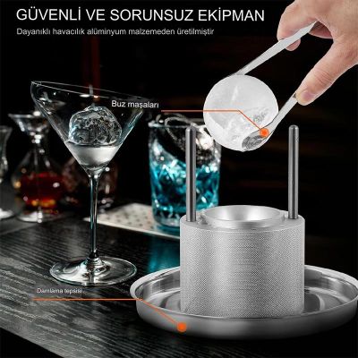 Cafemarkt Küre Buz Yapıcı Set, Gümüş - 4