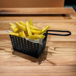 Cafemarkt موديل 1 سلة تقديم بطاطس صغيرة حديثة، أسود - 4