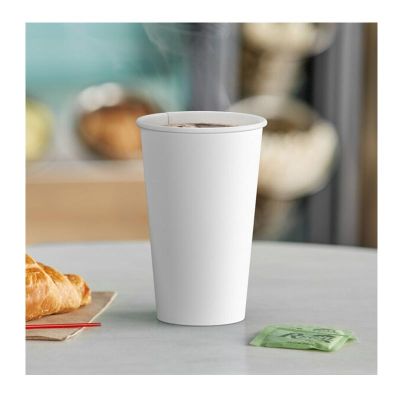 Cafemarkt Однослойный картонный стакан для горячих напитков, 16 унций, белый - Cafemarkt