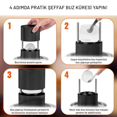 طقم صانعة الثلج الكروي Cafemarkt، أسود - Cafemarkt