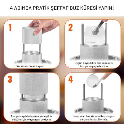 طقم صانعة الثلج Cafemarkt Sphere، فضي - Cafemarkt