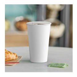 Cafemarkt Tek Katman Sıcak İçecek Karton Bardak, 16 oz, Beyaz - Thumbnail