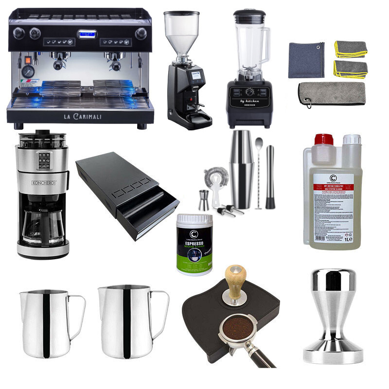 Carimali Nimble 2 Gruplu Espresso Kahve Makinesi, 13 Parça Kafe Seti, Siyah - Carimali