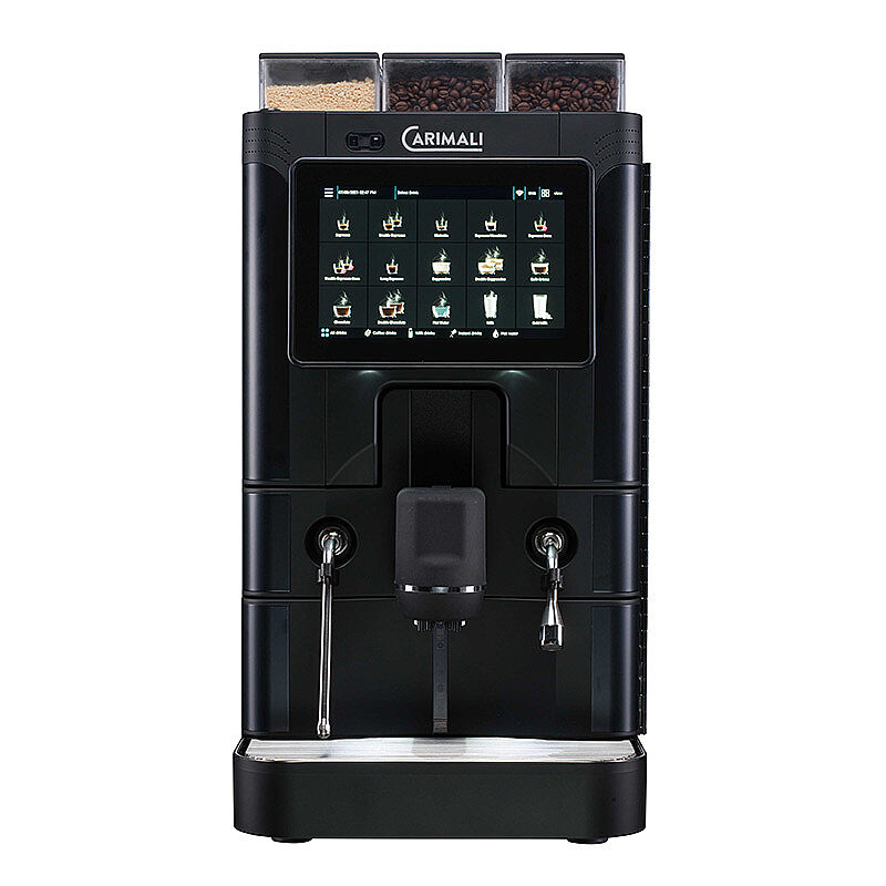 Carimali SilverAce Power M Brew L Tam Otomatik Espresso Kahve Makinesi, 2 Çekirdek Hazneli, 1 Toz Ürün Hazneli, Taze Sütlü, Siyah - Carimali