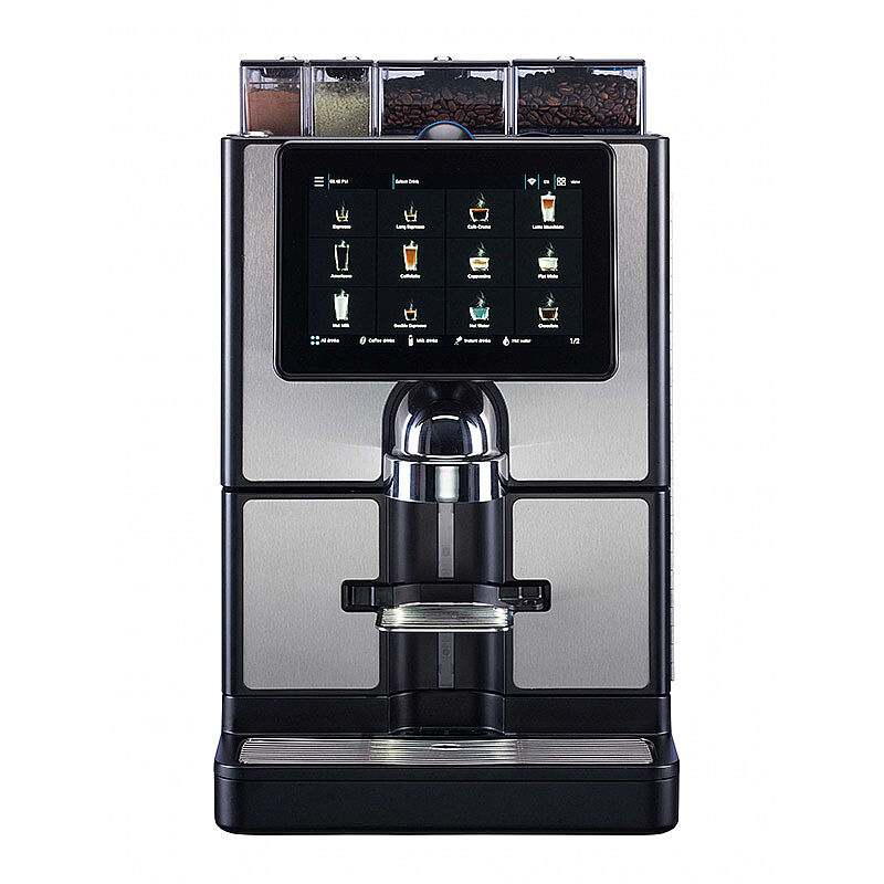 Carimali SilverTwin CARIbrew L Tam Otomatik Espresso Kahve Makinesi, 2 Çekirdek Hazneli, 2 Toz Ürün Hazneli, Taze Sütlü, Silver-Siyah - Carimali