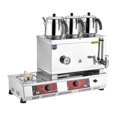 Remta N13E 55 Model Kahveci Takımlı Çay Kazanı, 3 Demlikli, 33 L, Elektrikli+Doğalgazlı - 1