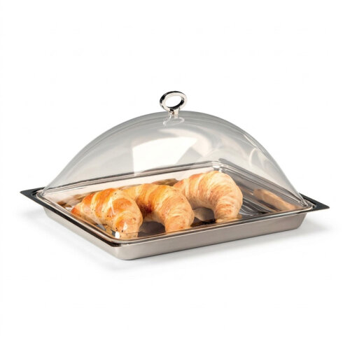 Zicco ZCP-715 Akrilik Kapaklı Çelik Tepsili Muhafaza Kabı, GN 1/2, 30x36 cm - 1