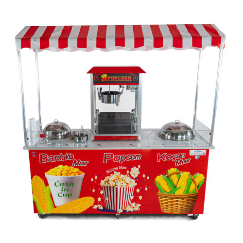 Cemko 1012 Manavgat Pamuk Şekeri ve Mısır Patlatma Arabası, 60x120x190 cm - Cemko