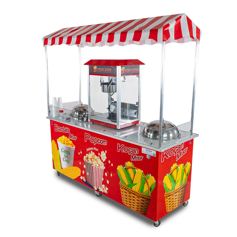 Cemko 1012 Manavgat Pamuk Şekeri ve Mısır Patlatma Arabası, 60x120x190 cm - Cemko