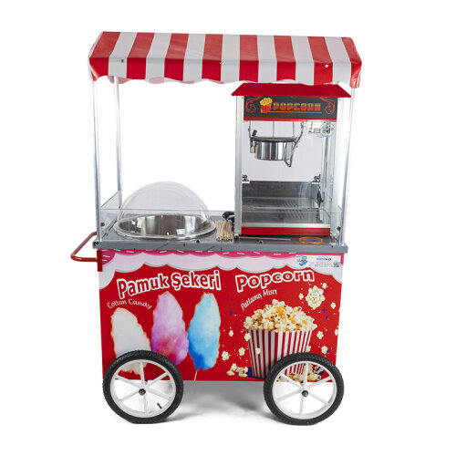 Cemko 1012 Manavgat Pamuk Şekeri ve Mısır Patlatma Arabası, 60x120x190 cm - Cemko
