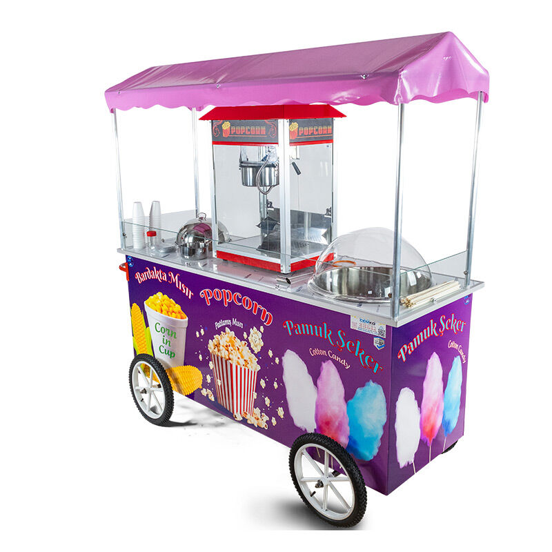 Cemko 1015 Trabzon Pamuk Şeker, Patlamış Mısır ve Bardakta Mısır Arabası, 65x180x190 cm - Cemko