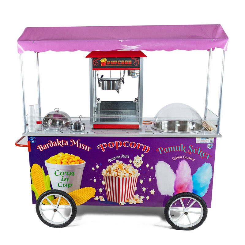 Cemko 1015 Trabzon Pamuk Şeker, Patlamış Mısır ve Bardakta Mısır Arabası, 65x180x190 cm - Cemko