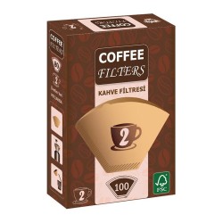 Coffee Filters No:2 Coffee Filter Paper, 100 Pieces, Brown - Coffee Filters