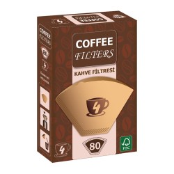 Coffee Filters No:4 Coffee Filter Paper, 80 Pieces, Brown - Coffee Filters