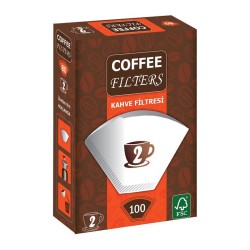 Coffee Filters No:2 Kahve Filtre Kağıdı, 100 Adet, Beyaz - Coffee Filters