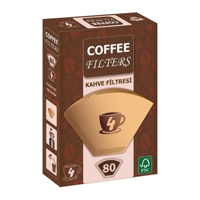 Coffee Filters No:4 Kahve Filtre Kağıdı, 80 Adet, Kahverengi - 1