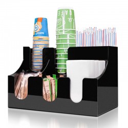 Coffeetech Bardak Peçete ve Karıştırıcı Standı, Pleksi, 345x210x220 mm - Thumbnail