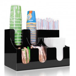 Coffeetech Bardak Peçete ve Karıştırıcı Standı, Pleksi, 345x210x220 mm - Thumbnail