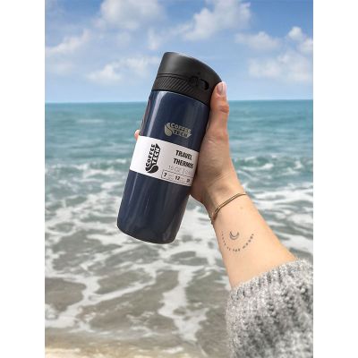 Coffeetech Çift Cidarlı Paslanmaz Çelik Termos, 450 ml, Lacivert - 6