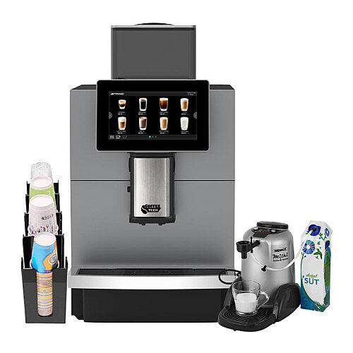 Coffeetech JL30 Tam Otomatik Kahve Makinesi, Nemox Süt Köpürtücü ve Karton Bardak Standı Hediyeli - Coffeetech