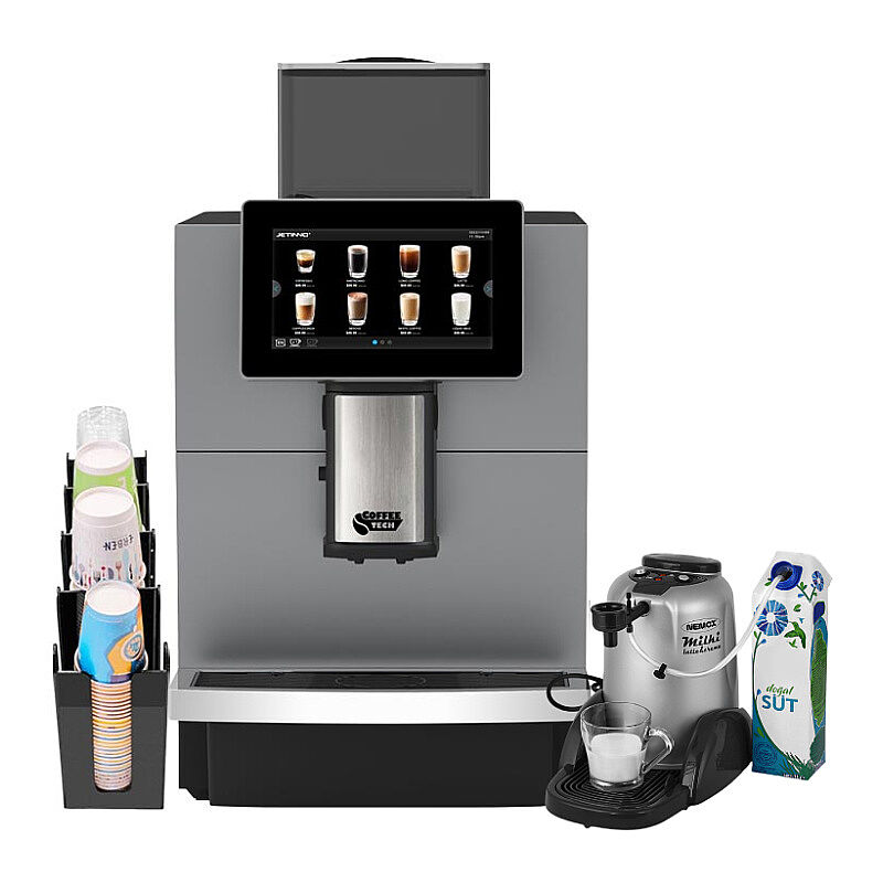 Coffeetech JL30 Tam Otomatik Kahve Makinesi, Nemox Süt Köpürtücü ve Karton Bardak Standı Hediyeli - Coffeetech