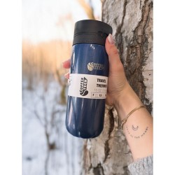 ترمس Coffeetech مزدوج الجدار من الفولاذ المقاوم للصدأ، 450 مل، أزرق كحلي - 5