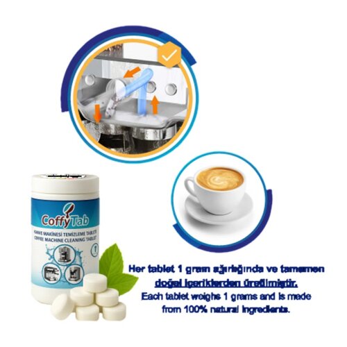 CoffyTab A001-1 Kahve Makinesi Temizleme Tableti, 100 Adet - CoffyTab (1)
