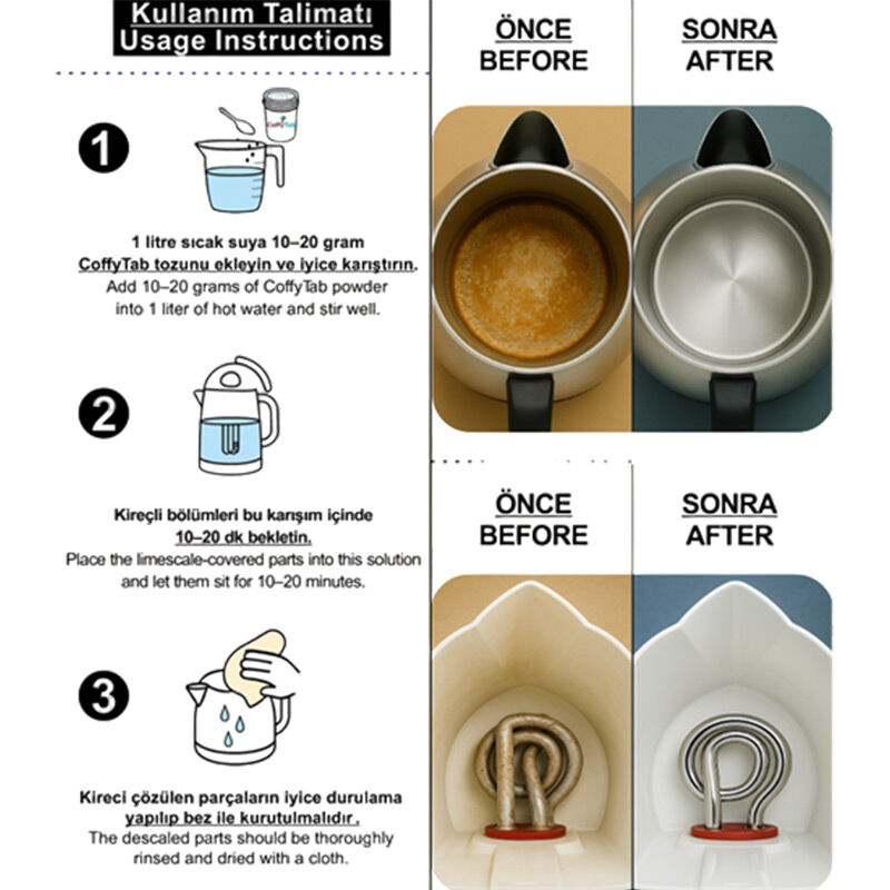 CoffyTab A001-7 Kireç Temizleyici Toz, 150 gr - CoffyTab