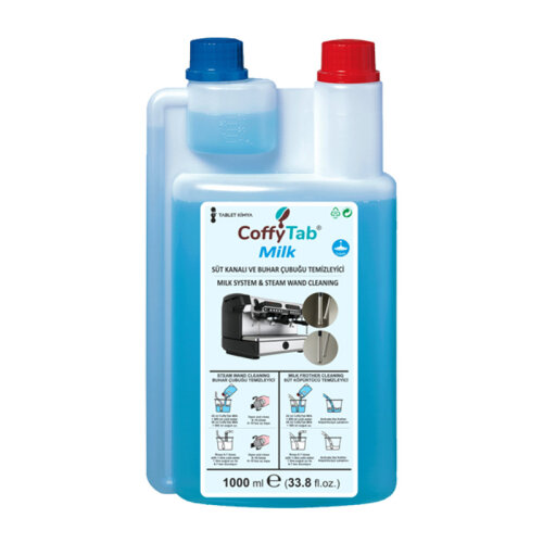 CoffyTab A001-9 Kahve Makinesi Süt Çubuğu Temizleme Sıvısı, 1 L - CoffyTab