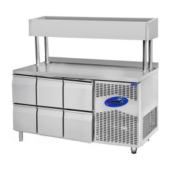 CSA CS-TEK 2-700-YM Raised Make Up Refrigerator, 6 Drawers, 281 L - CSA Inox