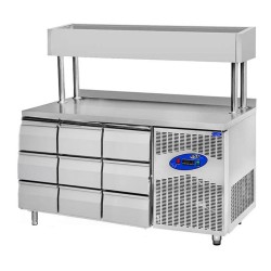 CSA CS-TEK 3-700-YM Yükseltilmiş Make Up Buzdolabı, 9 Çekmeceli, 474 L - CSA Inox