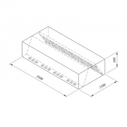 Öztiryakiler Kutu Tip Filtreli Çift Cidarlı Davlumbaz, 350x150 cm - Öztiryakiler