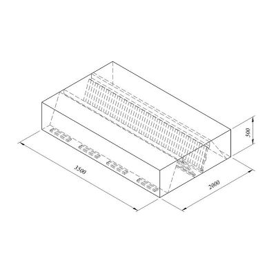 Öztiryakiler Kutu Tip Filtreli Çift Cidar Davlumbaz, 350x200 cm - 1