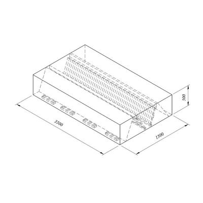 Öztiryakiler Kutu Tip Filtreli Çift Cidar Davlumbaz, 350x150 cm - 1