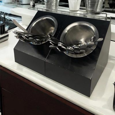 Decorelax 2 Compartment Cutlery Sugar Straw Stand, Black - Decorelax