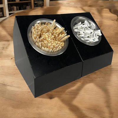 Decorelax 2 Gözlü Çatal Kaşık Şeker Pipet Standı, Siyah - 5